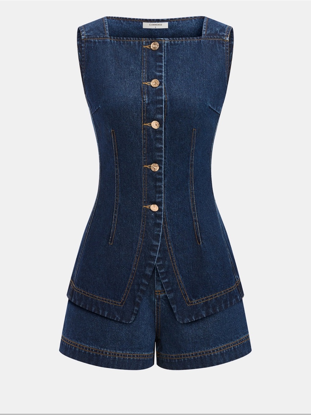Dark Wash Denim 2 Piece Set with Button Front